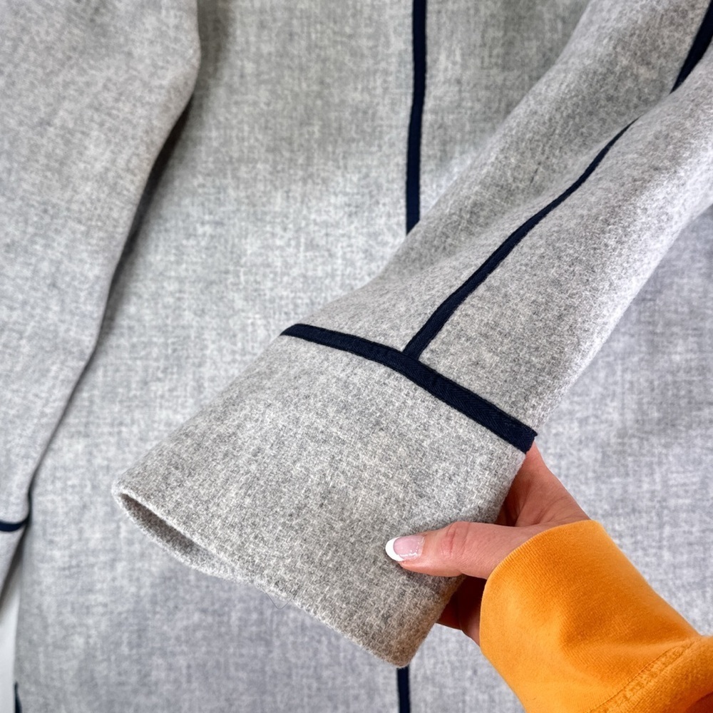J. Crew Italian Stadium Cloth Hooded Wool Peacoat Womens 14 Gray Minimalist - Picture 12 of 14